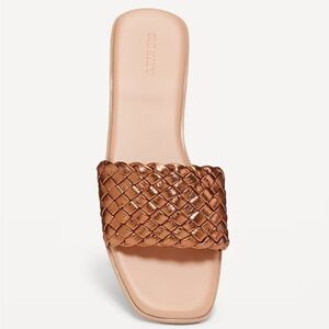 NEW… Women's Bronze Faux Leather Woven Sandals